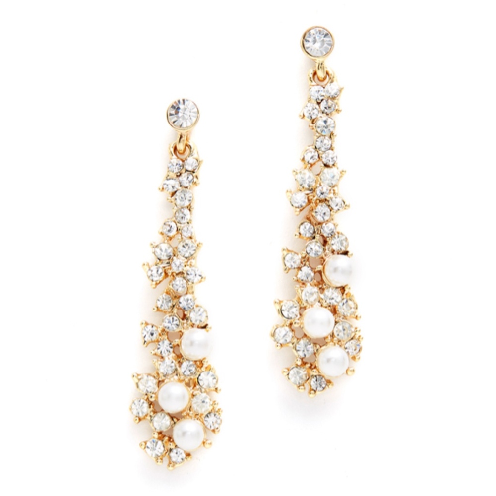 Bridal Crystal + Pearl Waterfall Earrings